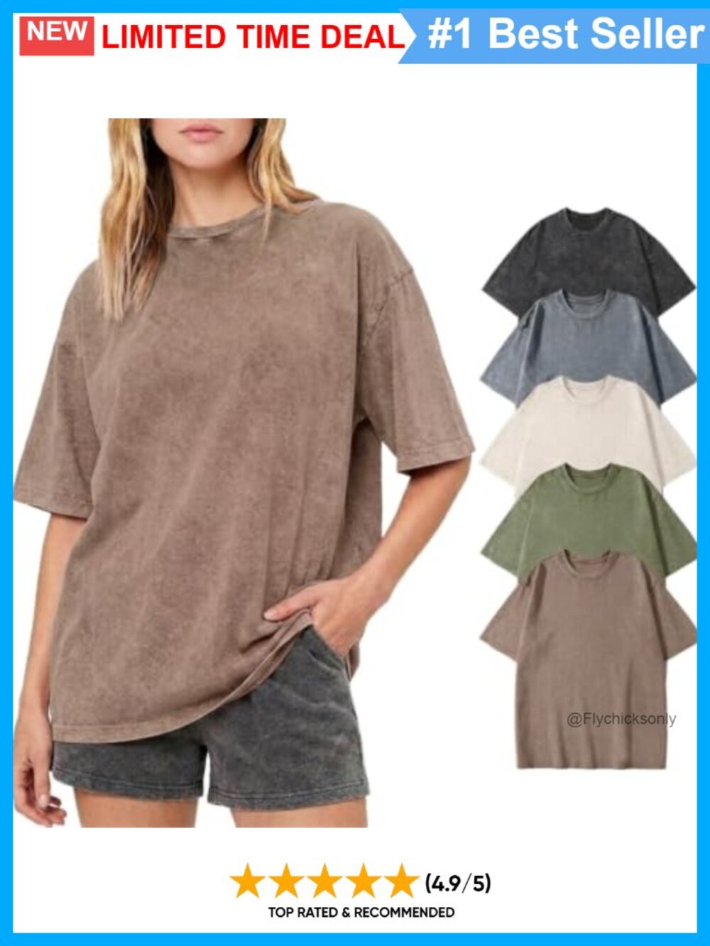 Oversized 100% Cotton Vintage Acid Wash T-Shirt Baggy Crewneck Gym Tee